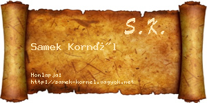 Samek Kornél névjegykártya